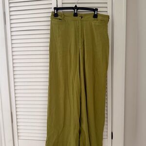 Chartreuse Green Wide-Leg Pants